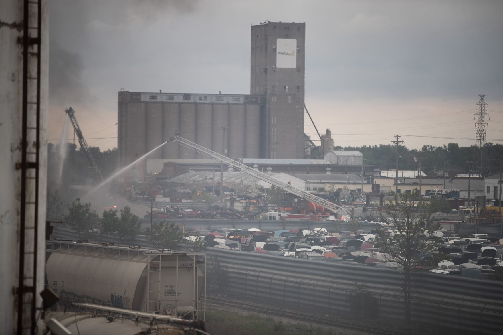 Salvage yard fire